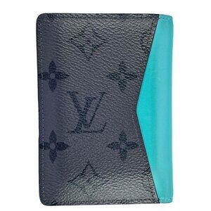 Louis Vuitton  Pocket Organizer Monogram Eclipse Reverse Canvas Wallet Turquoise